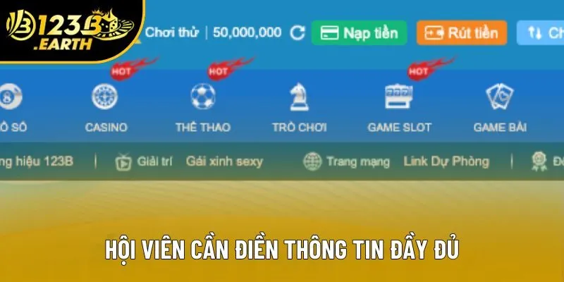Hội viên cần điền thông tin đầy đủ Hội viên cần điền thông tin đầy đủ